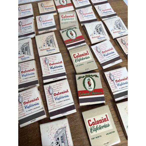 Fort Worth Arlington Texas Colonial Cafeteria Matchbooks Front Strike Unstruck - Picture 2 of 10